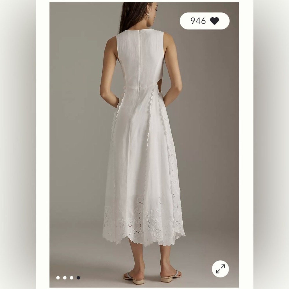 Anthropologie White Embroidered Midi Dress - Picture 4 of 8